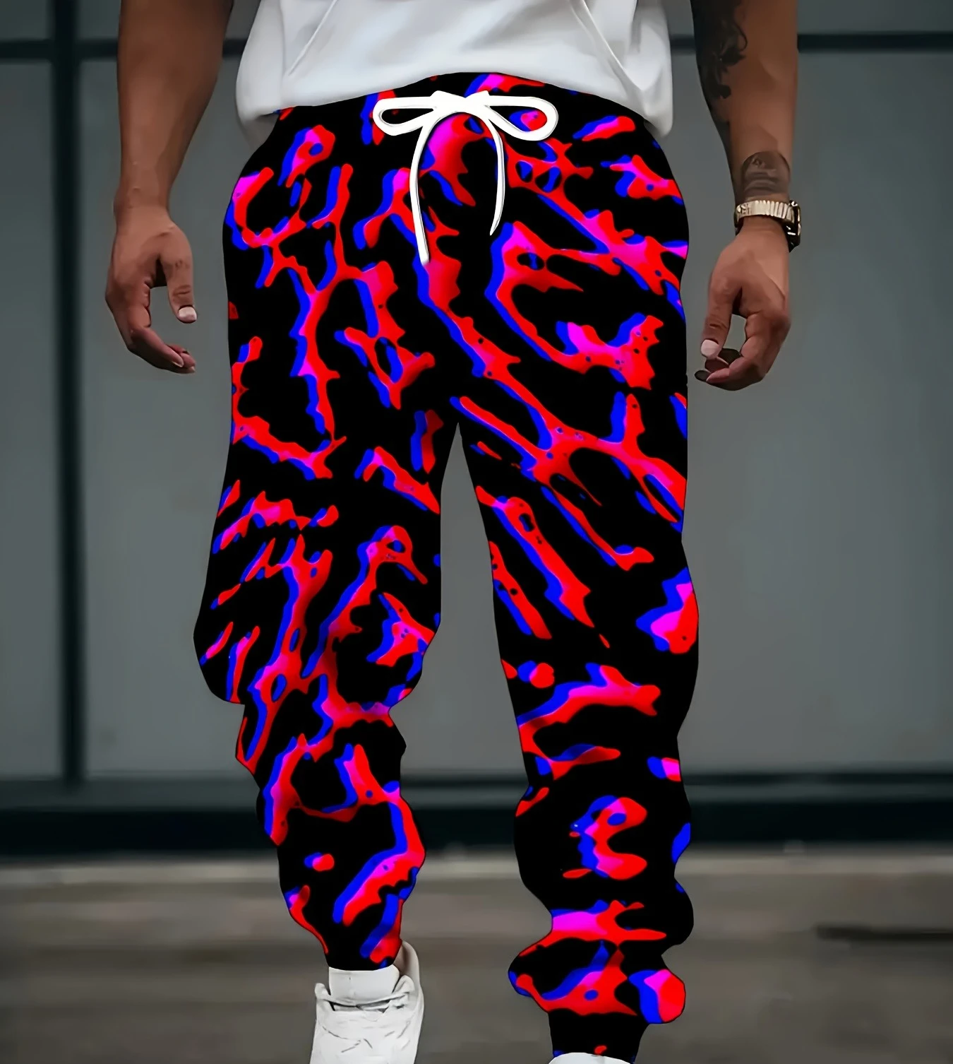 Herren-Sporthose mit 3D-Leopardenmuster und Kordelzug, modische Hose, geeignet für Heim-Schlafbekleidung und lässigen Komfort