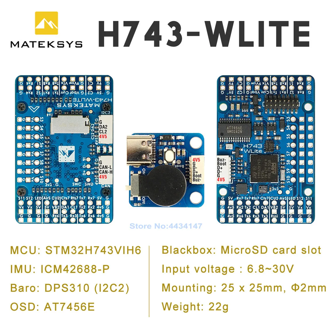 MATEK System H743-WLITE Flight Controller Built-in OSD Blackbox  2-6S LiPo 90A For FPV Fixed Wing Drone F765-WSE Upgrade