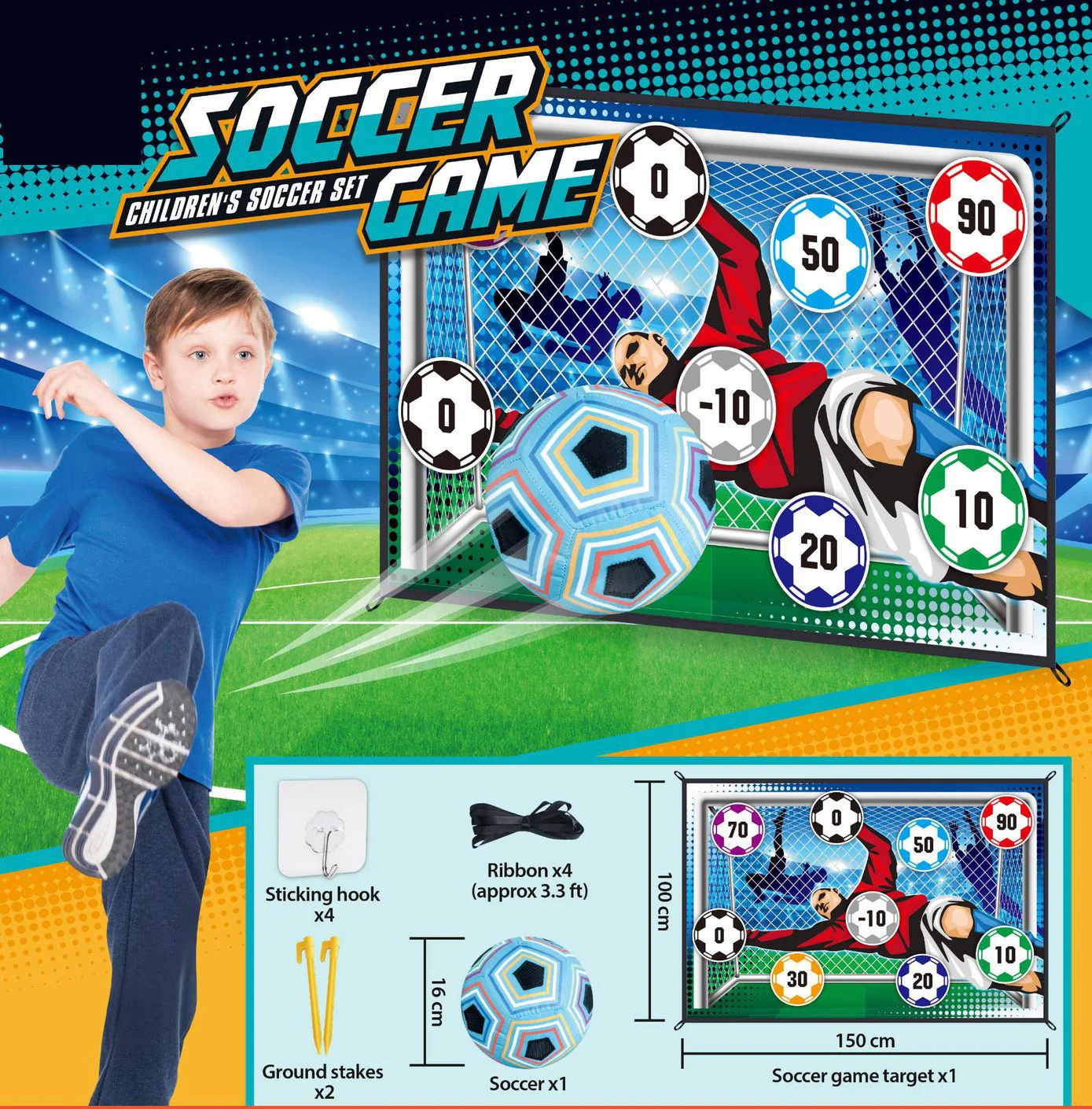 150Cm Voetbalspel Mat Set Outdoor En Zaalvoetbal Speelgoedmatten Competitieve Voetbalwedstrijden Kinderen Voetbal Training Jongens Gif