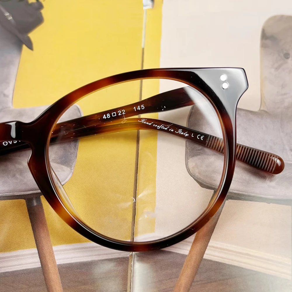 America Brand Design Ovale Brillengestelle für Herren, Vintage-Acetat, ultraleichte Korrektionsbrillen OV5183, optische Brillen für Damen – Detail 9
