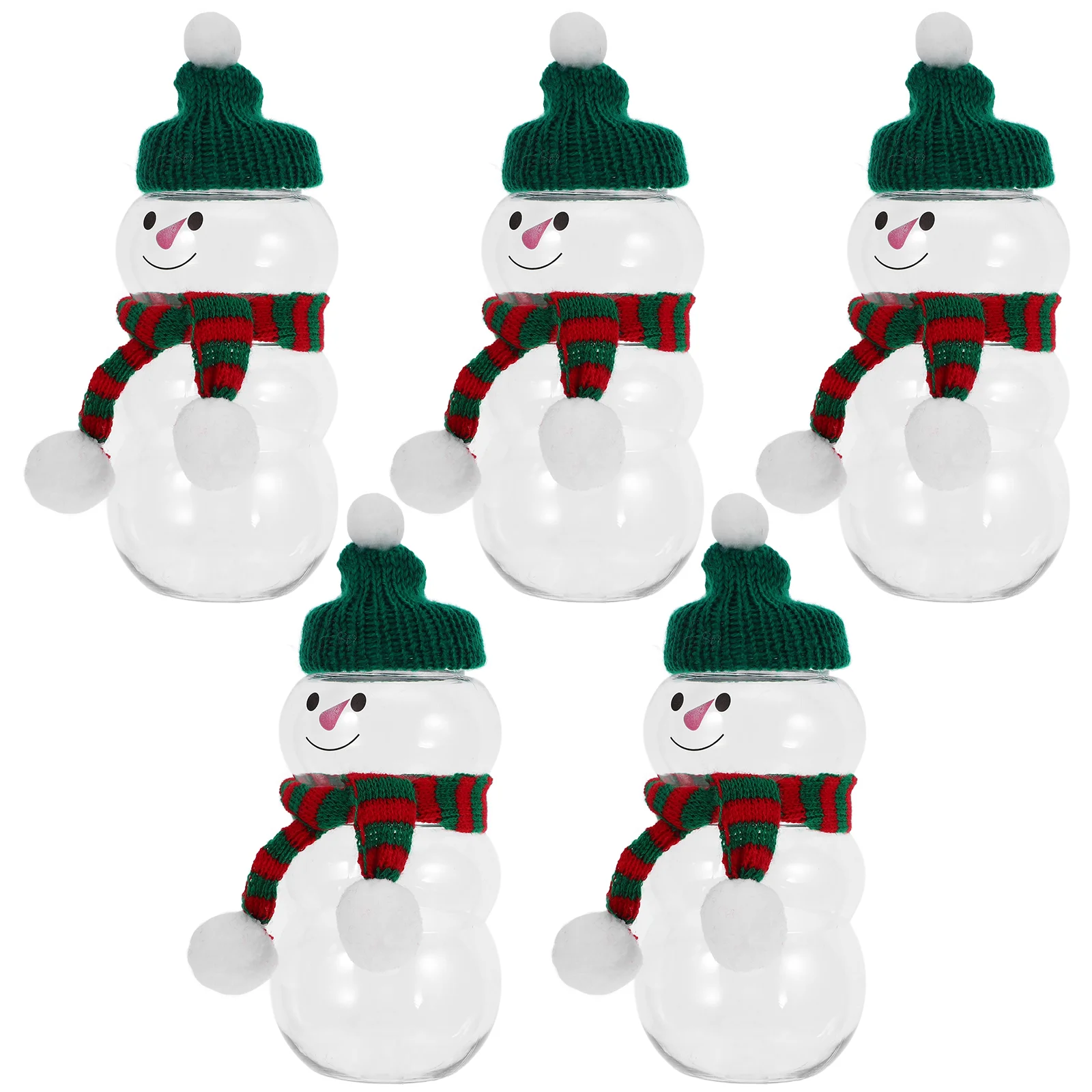 

Snowman Milk Tea Bottle Portable Beverage Jars Container Christmas Juice Bottles