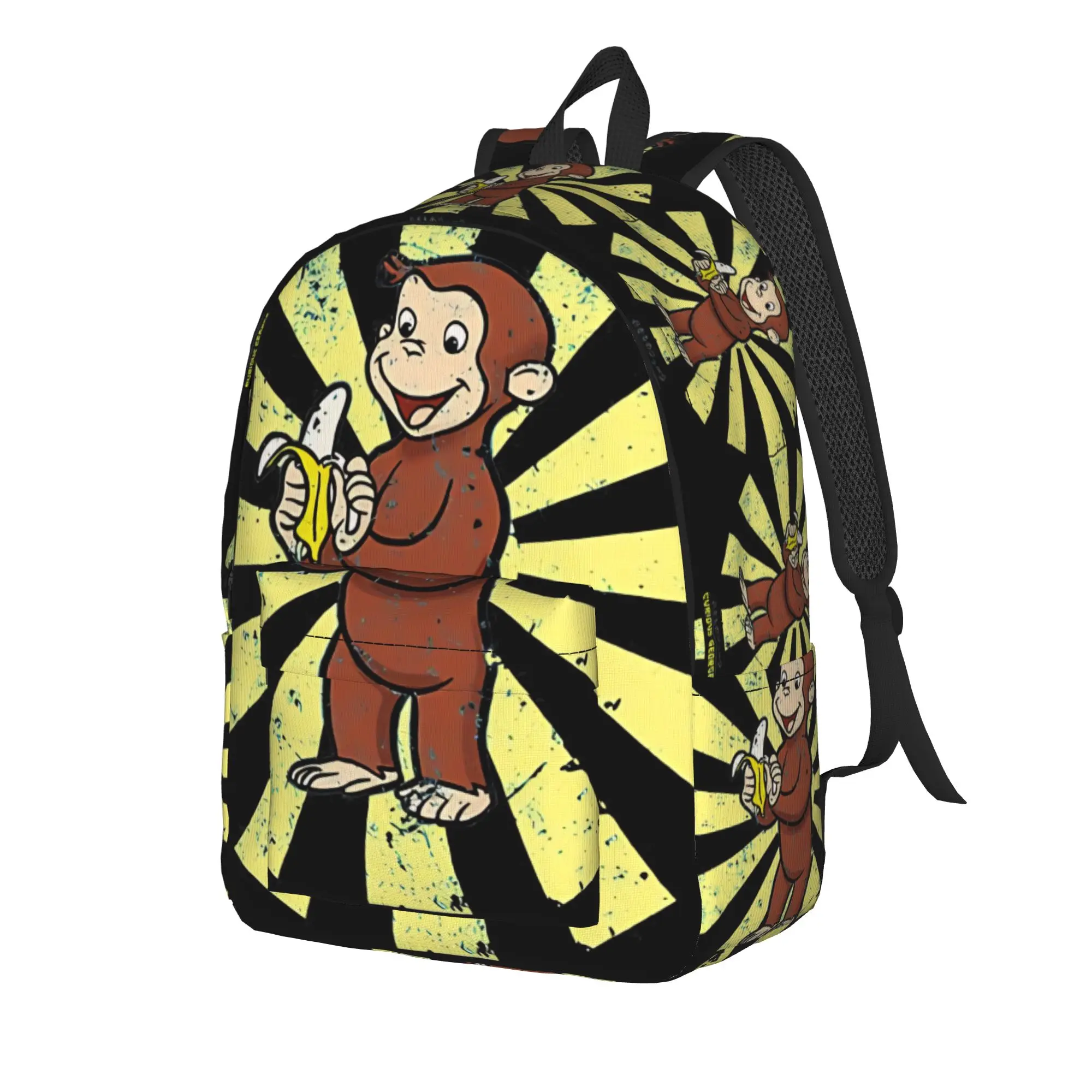 Curious George Vintage Banana Backpack  Cycling Backpacks Men High Quality Lightweight High School Bags Aesthetic Rucksack
