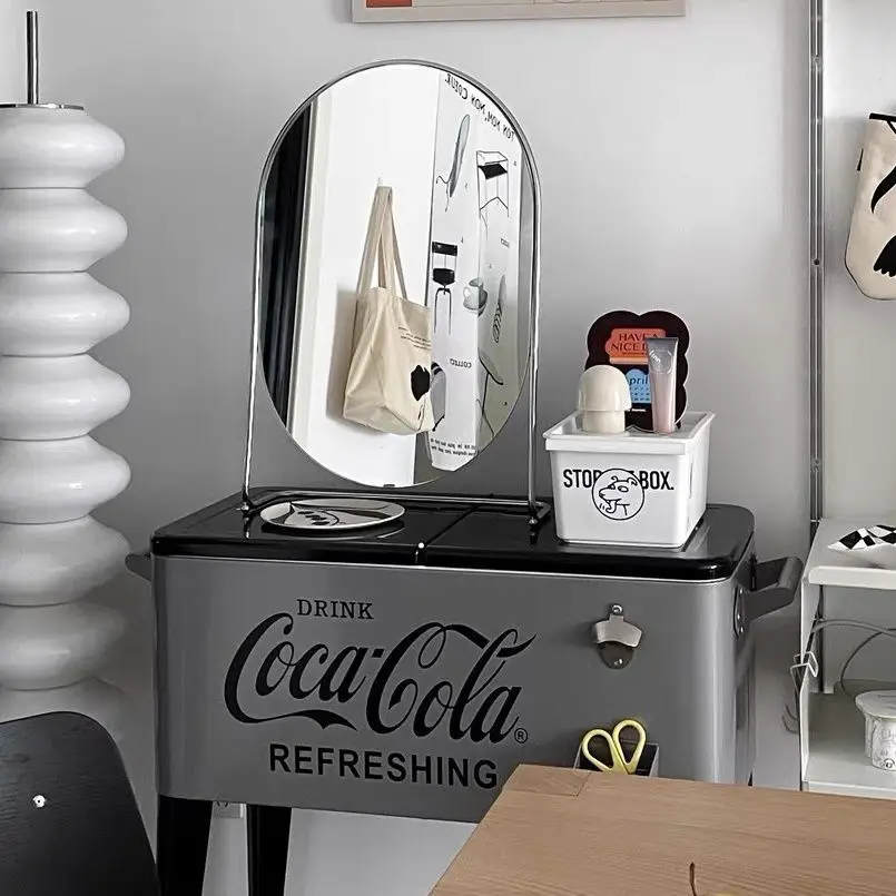 Joylove Modern Minimalist Metal Wrought Iron Desktop Oval Makeup Mirror Light Luxury Blogger Homestay Decorative Mirror Ornament