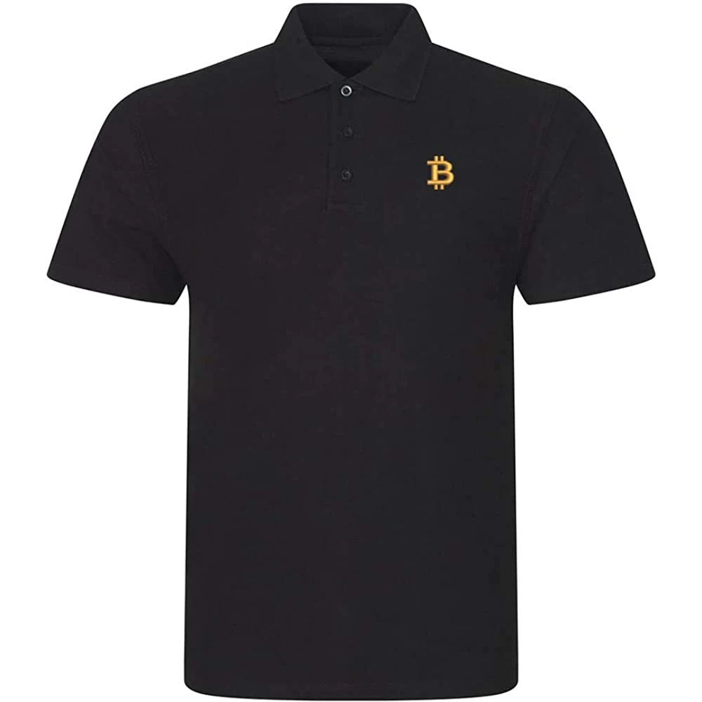 

Lyprerazy Men's Casual Polo Shirt Bitcoin BTC Embroidered Short Sleeve Golf Polo-Shirt