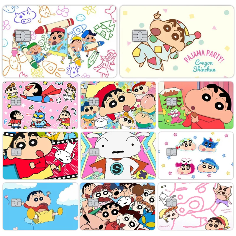 Anime Shin-chan Cartoon Credit Card Skin Stickers for VISA Bank Card Bus Card Protective Film Sticker Decal Women Accessories