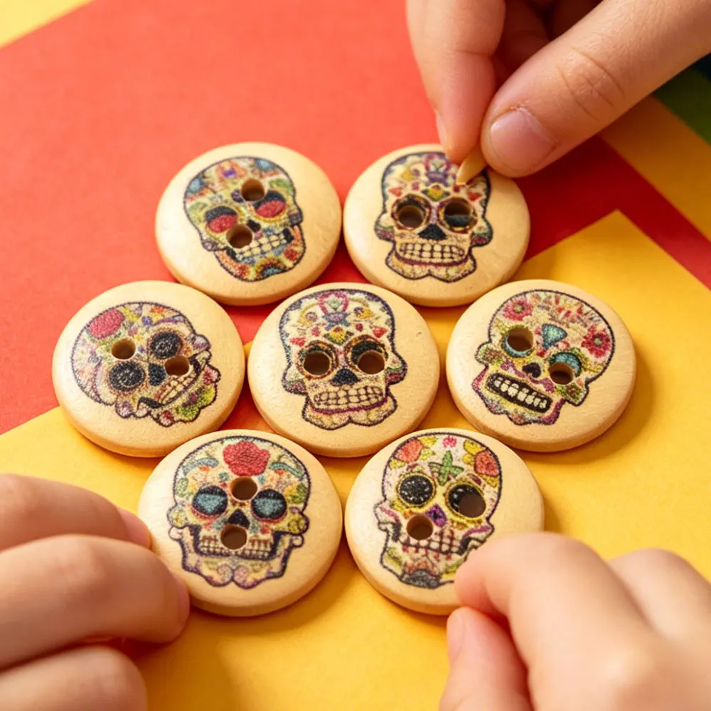 50PCS 15MM 2-Holes Round Wooden Buttons Handmade DIY Apparel Sewing Supplies Accessories Wood Decorative Buttons for Crafts