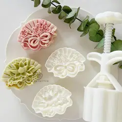 50g/75g Lotus Folding Fan Shape Mooncake Mold Mid-Autumn Festival Gift Fondant Cake Decoration Tools Baking Accessories