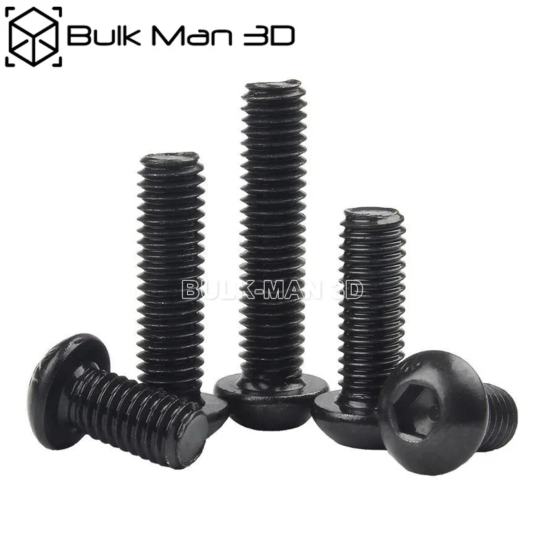 10pcs/Lot M3/M4/M5 Button Head Screw Black Oxide Length From 6mm to 50mm