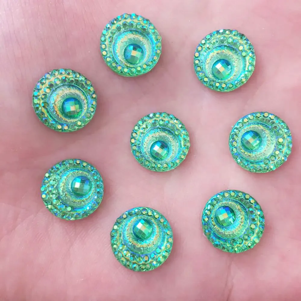 Hot Diy 40PCS 12mm AB Resin Round Shiny Rhinestone Eye Flatback Wedding Ornament K30