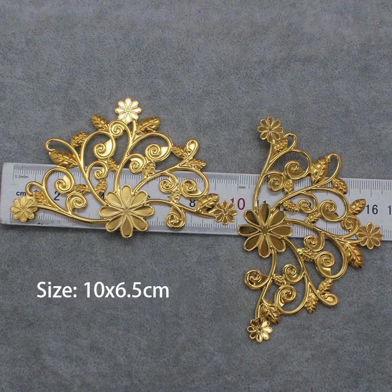 DIY handmade Material Symmetric Flowers Plants Baroque Crown Base Accessories Furniture Decoration Iron Metal Filigree Connector