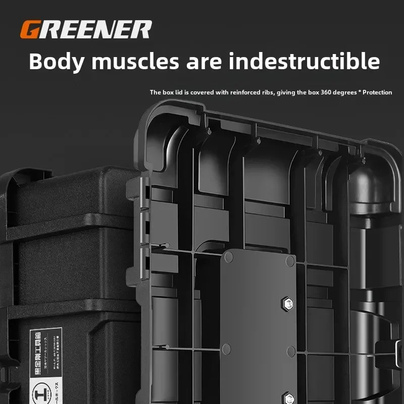 صندوق أدوات كبير جدًا للاستخدام المنزلي والمهني - صندوق أدوات فولاذي وبلاستيكي عالي التحمل مع قفل ومفتاح #4