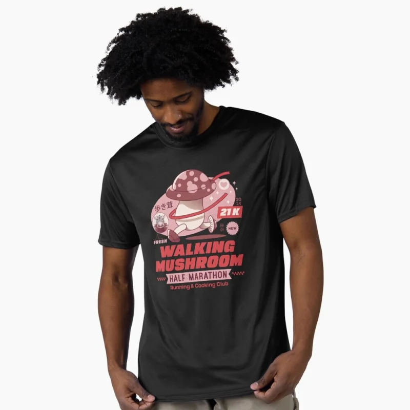 

Walking Mushroom Marathon Delicious in Dungeon Gift T-Shirt for RPG Gamer Dungeon Meshi Graphic clothes All size tops S-6XL