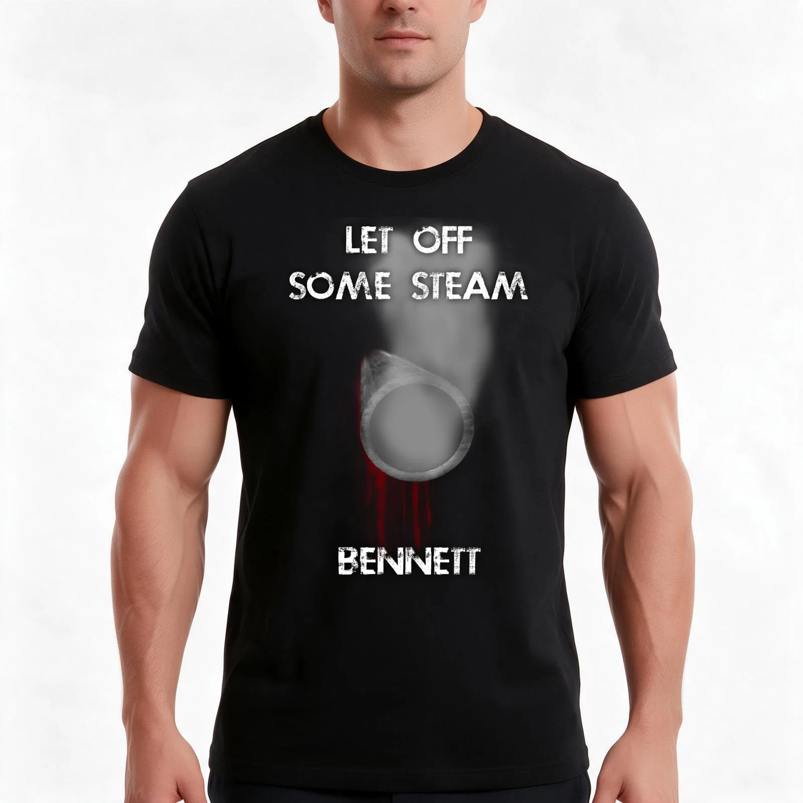 Let off some steam...Bennett. T-Shirt, Summer Casual Cotton Tee, Oversized Streetwear Tops, Vintage Graphic Print, 100% Cotton