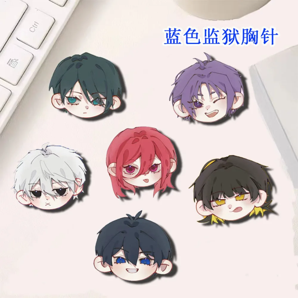 

6PCS Anime BLUE LOCK Badge Brooch Pin Isagi Yoichi Nagi Seishiro Clothes Backpack Decoration Lapel Personalized Chest Tag