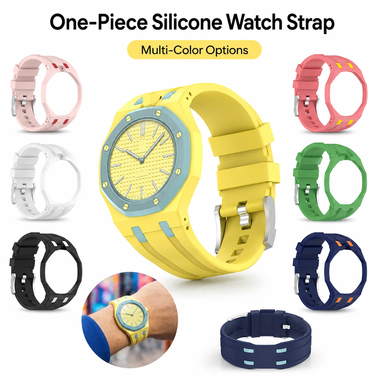 Silicone Watch Band for Swatch Royal P One Piece Flexible Water Resistant Wrist Strap 56 to 85 Inch for Sports Daily Use