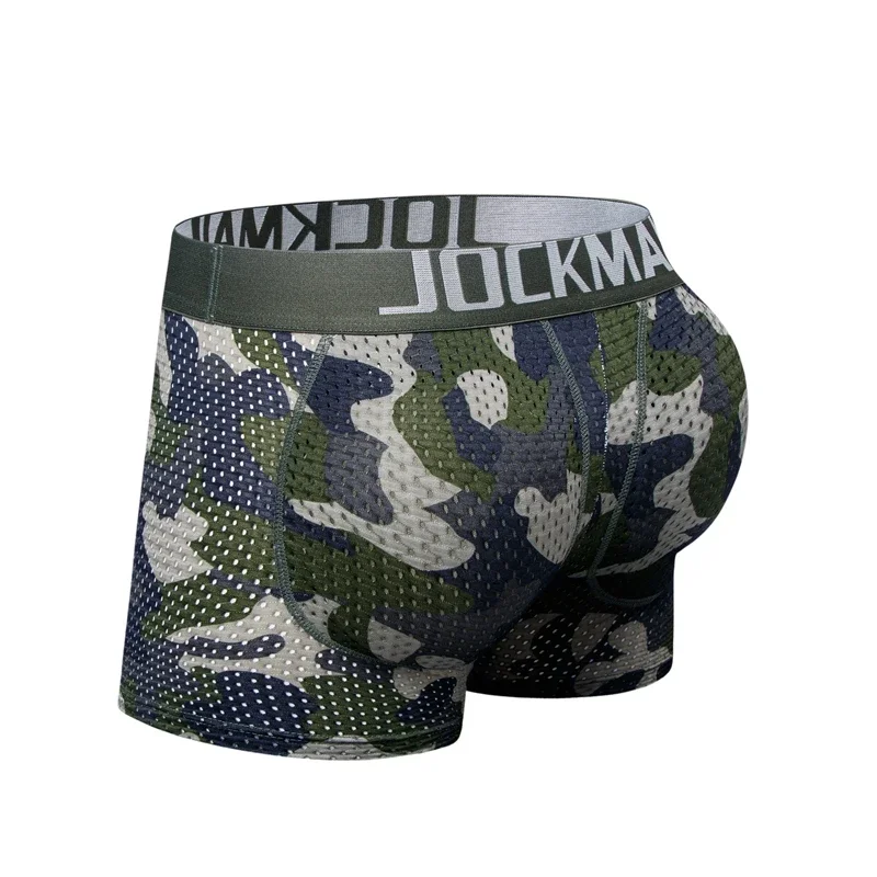 

Sexy Men Padded Underwear Mesh Boxer Buttocks Lifter Enlarge Butt Push Up Pad Underpants Pouch Panties Camouflage Breathable