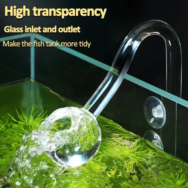 

Glass Inlet and Outlet Fish Tank Skimmer Accessories Filter Bucket Inlet and Outlet Glass Water Pipe Set Aquarium Accessories