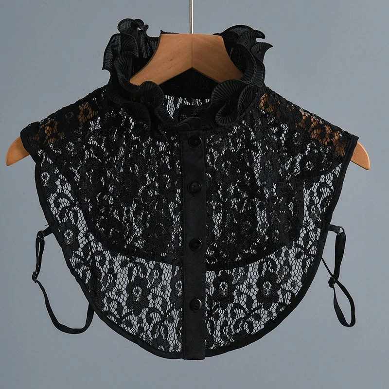 Blouse Tops Layered Ruffle Lace False Collar Sweater Shirt Decorative Fake Collar Detachable Stand Collar Clothes Accessories