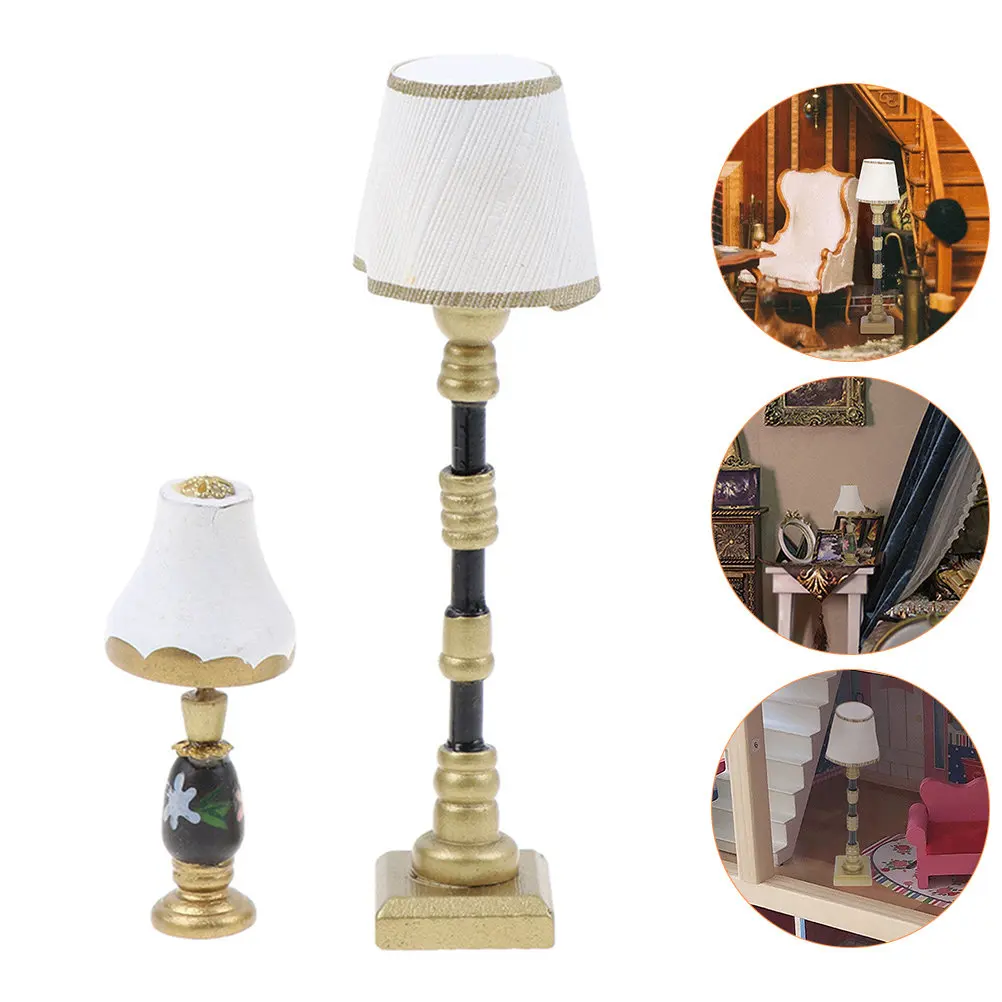 

1Set Miniature Floor Lamp Mini House Table Light Decorative Scene Lamp Landscape Decor Tiny House Ornamental Lighting