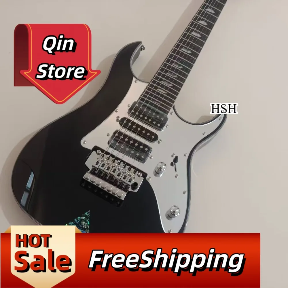 Black Mirror Surface UV777 Electric Guitar 7 Strings Guard Speed Play Style Metal Versatile Artifact Professional