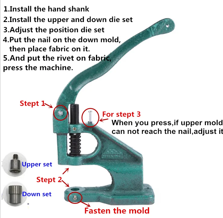 DIY Manual Iron Alloy 5kg Grommet Install Machine for Lanyard Clip Press Snap Button Eyelet