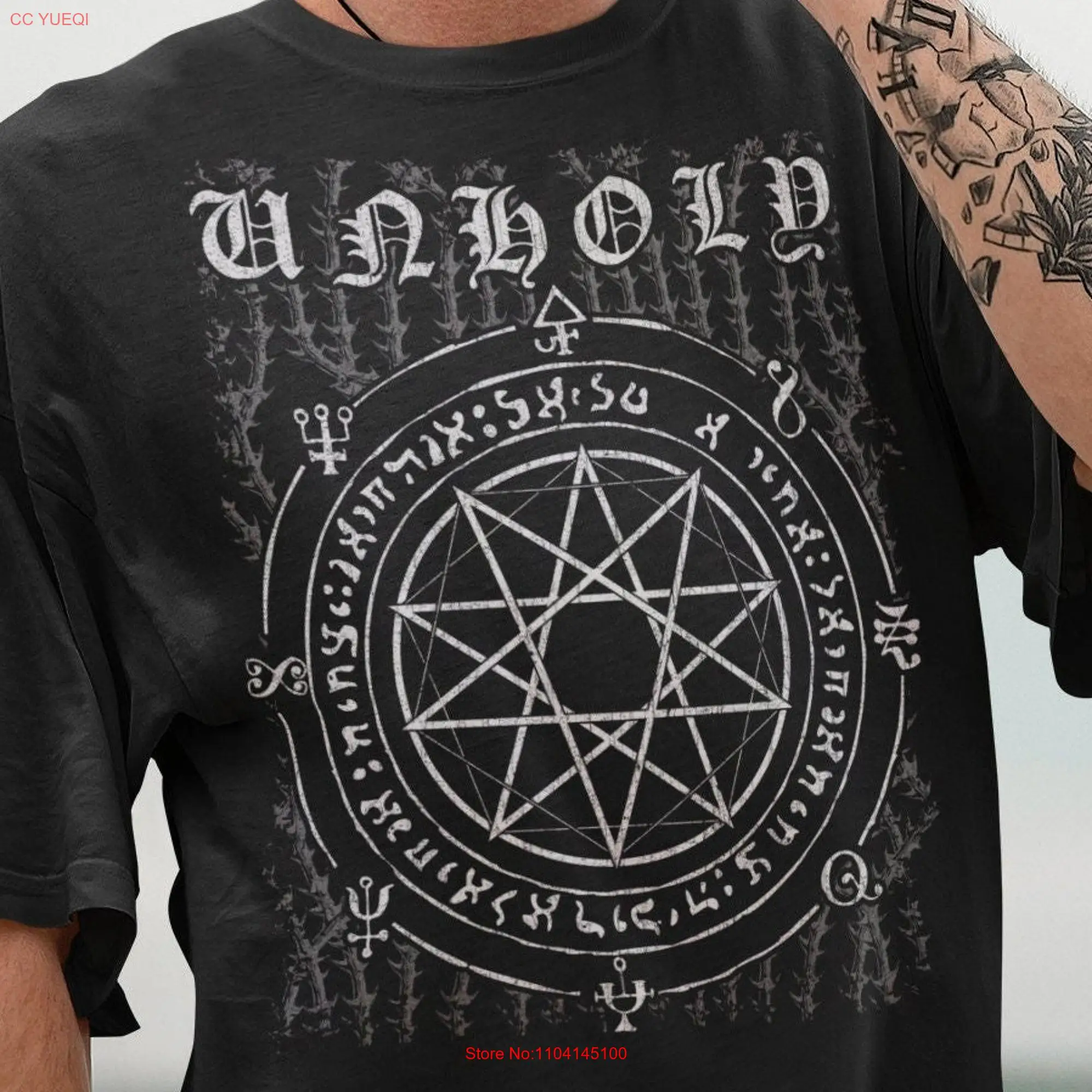 Unholy Occult Witchcraft Metal Hardcore Ritual Circle T Shirt Women's Fit  long or short sleeves