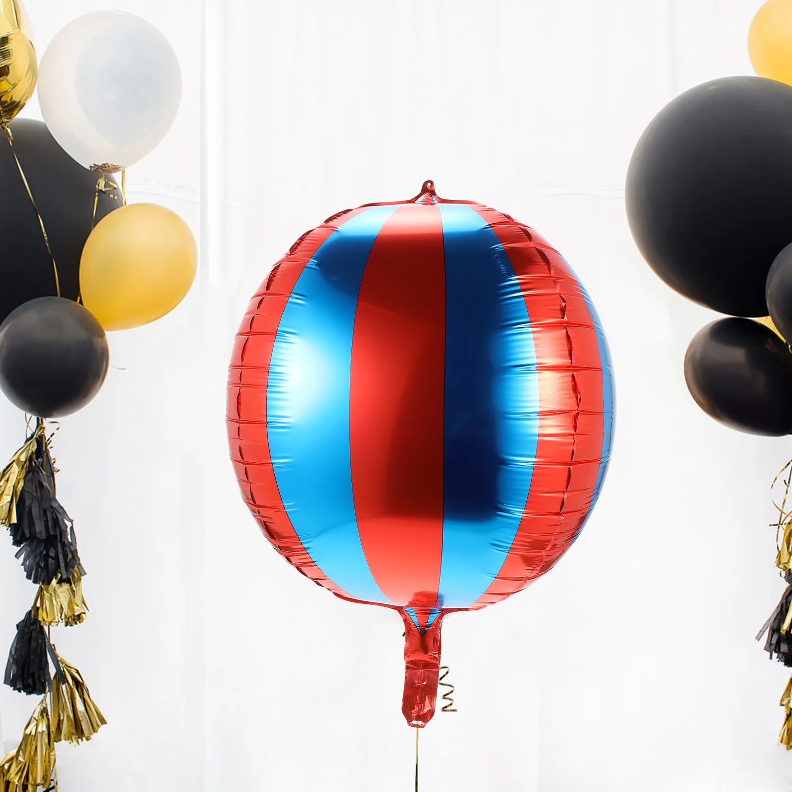

10 Pcs Blue and Red Striped Balloons Carnival Party Birthday Foil Metal Aluminum Film Decorations