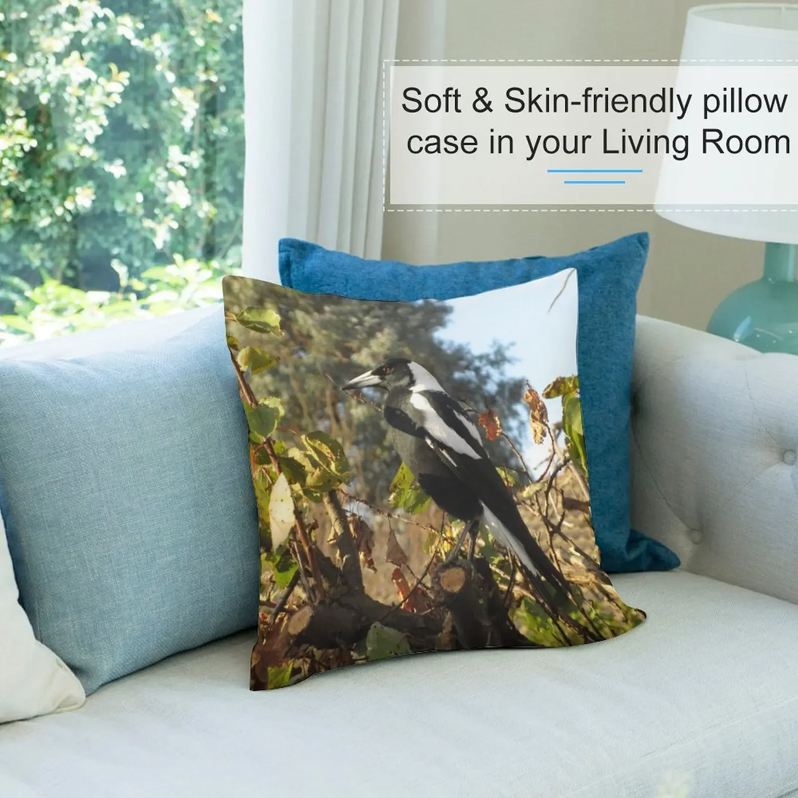 Australian Magpie - Male Throw Pillow Pillow Cover Pillow Case