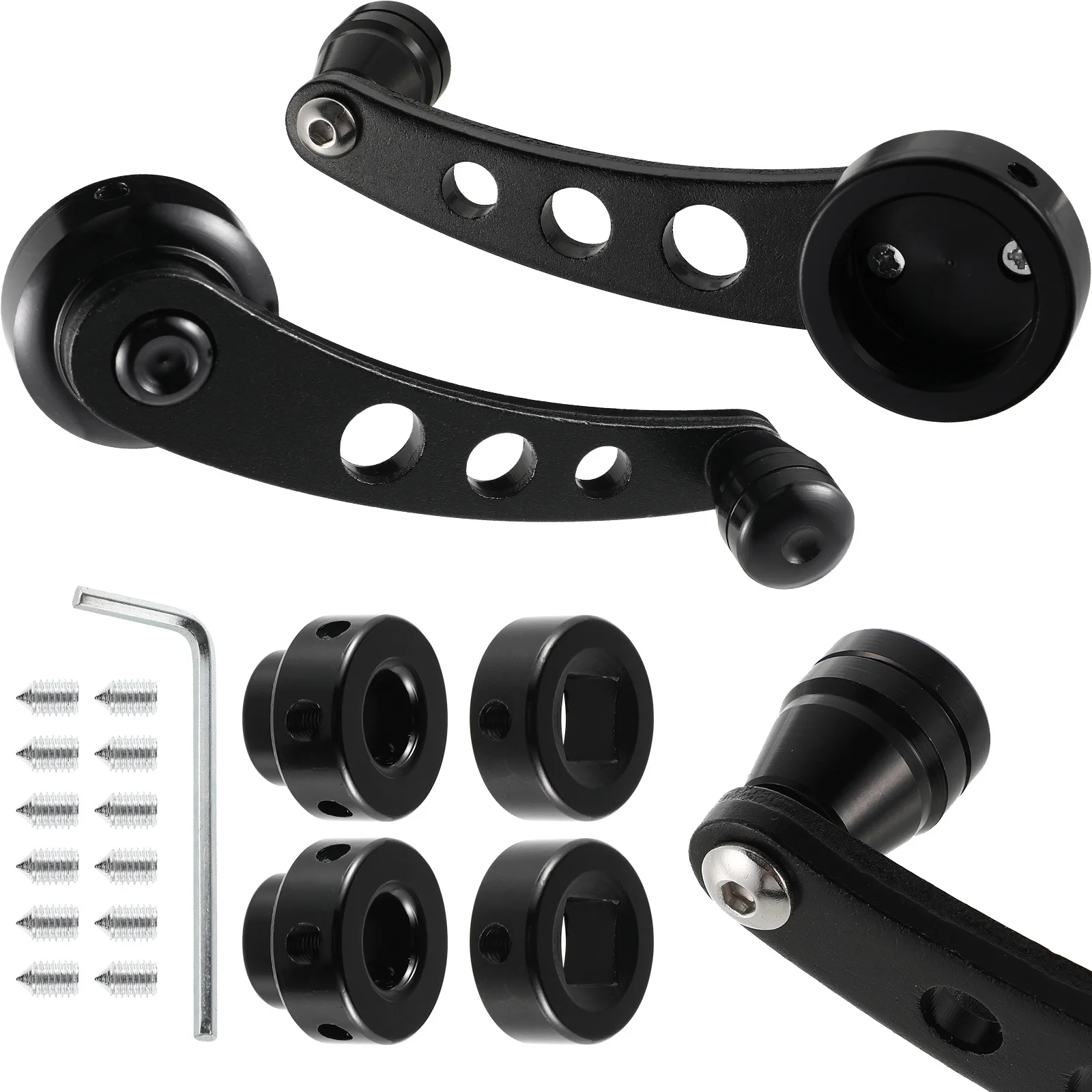 

1 set Car Window Handle Winder Aluminum Manual Door Crank Rocker Universal Fit Left Right Auto Hardware Clips Included