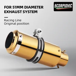 Motorcycle Exhaust Pipe 51mm Universal Caliber Golden Refit High Quality Lossless Installation Muffler Link Pipe