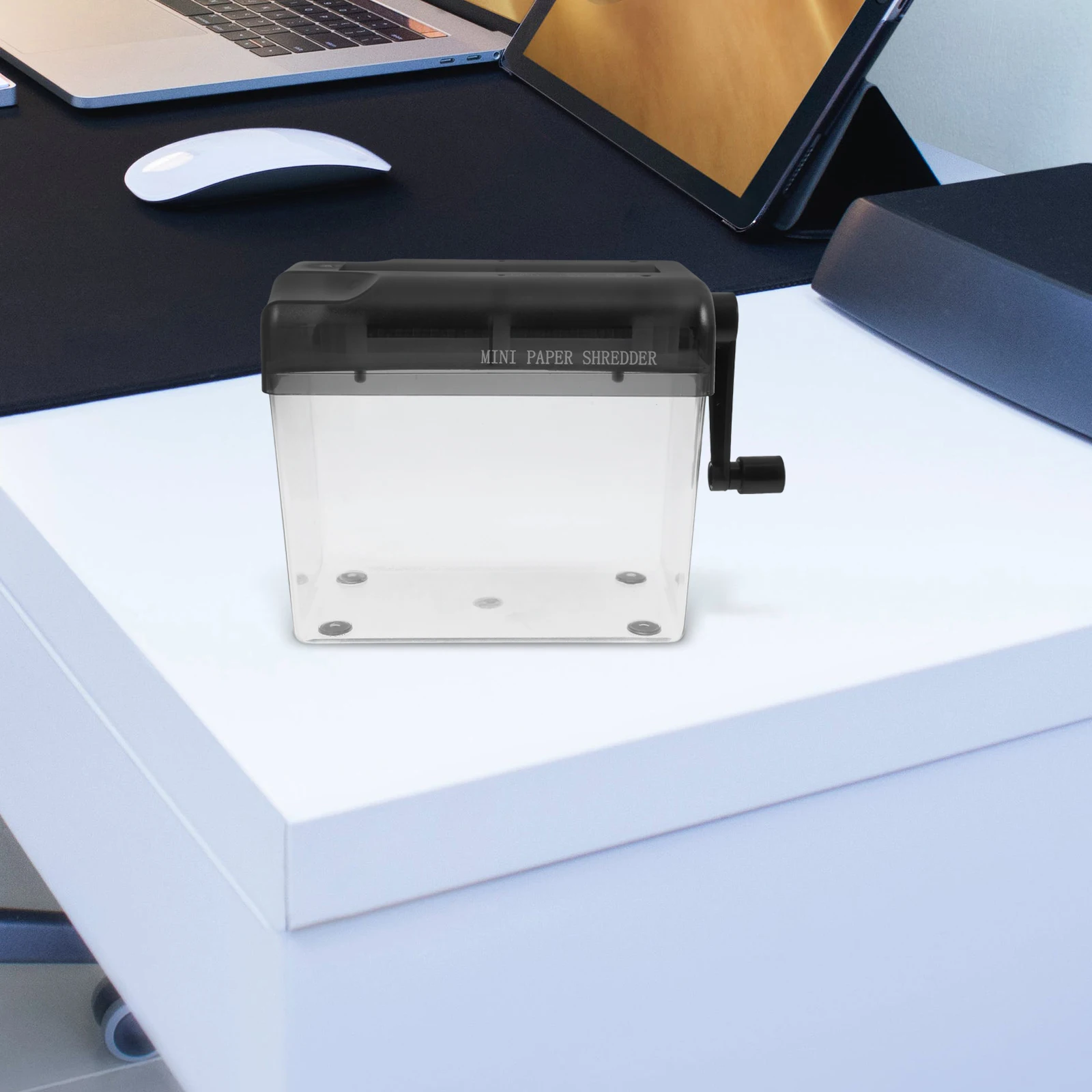

Hand Crank Paper Shredder Blue Color Office Home Desk Use Crosscut Handheld Wear Resistant Small Device For Bills