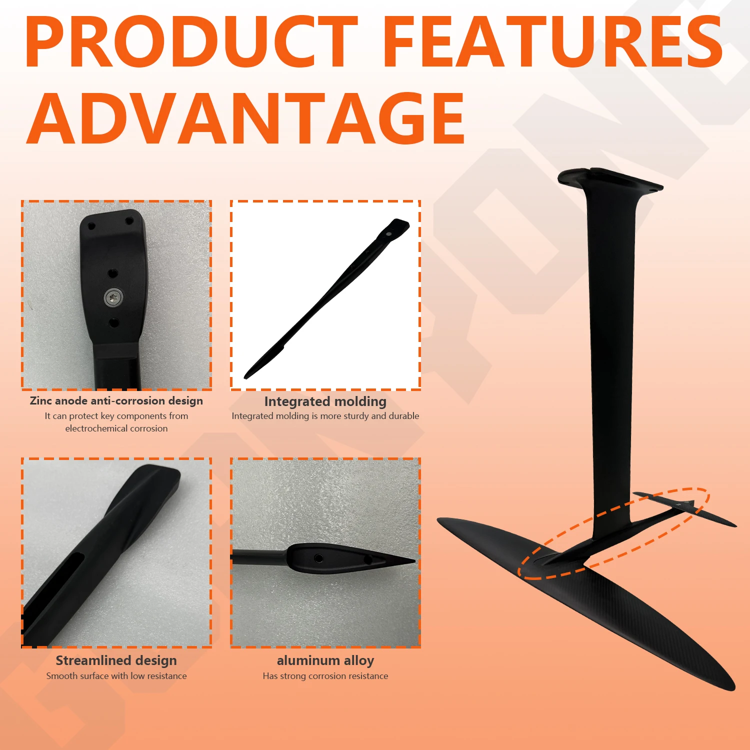 

GY Настраиваемый черный корпус с четырьмя отверстиями, улучшенный фюзеляж на подводных крыльях 520/560, подходит для водных видов спорта на открытом воздухе (Кайт, серфинг, SUP)