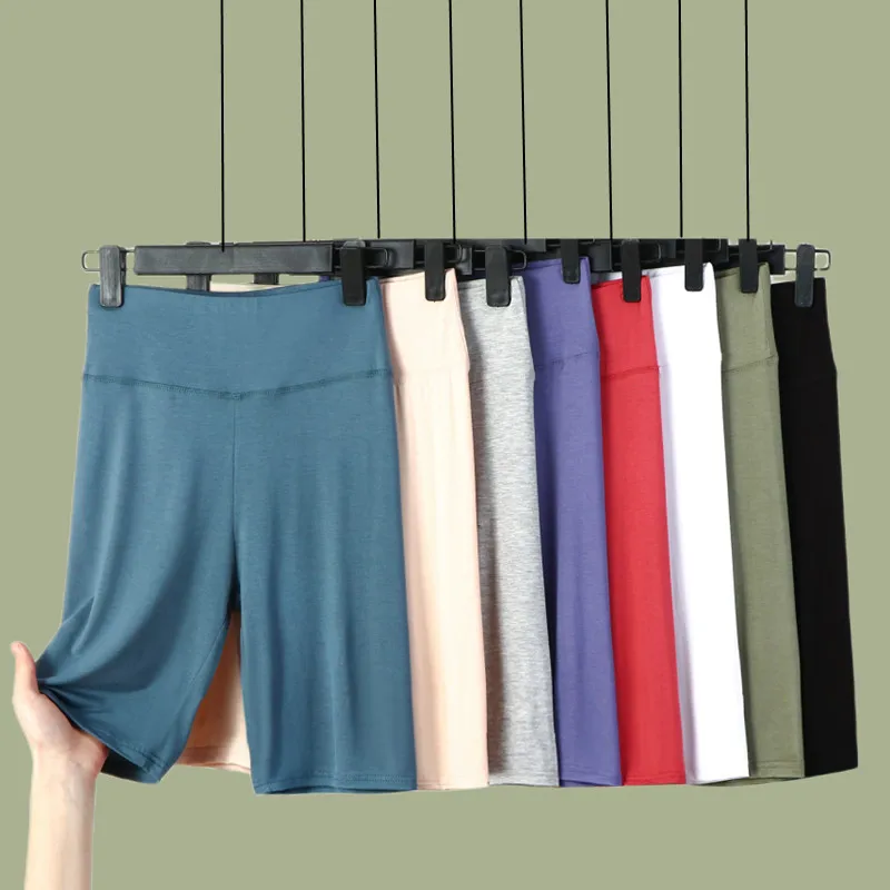 Modale High-Waist Abdomen Control Safety Pants Women's Short Tight-Fit Three-quarter Length Thin Fabric Underwear Anti-exposure