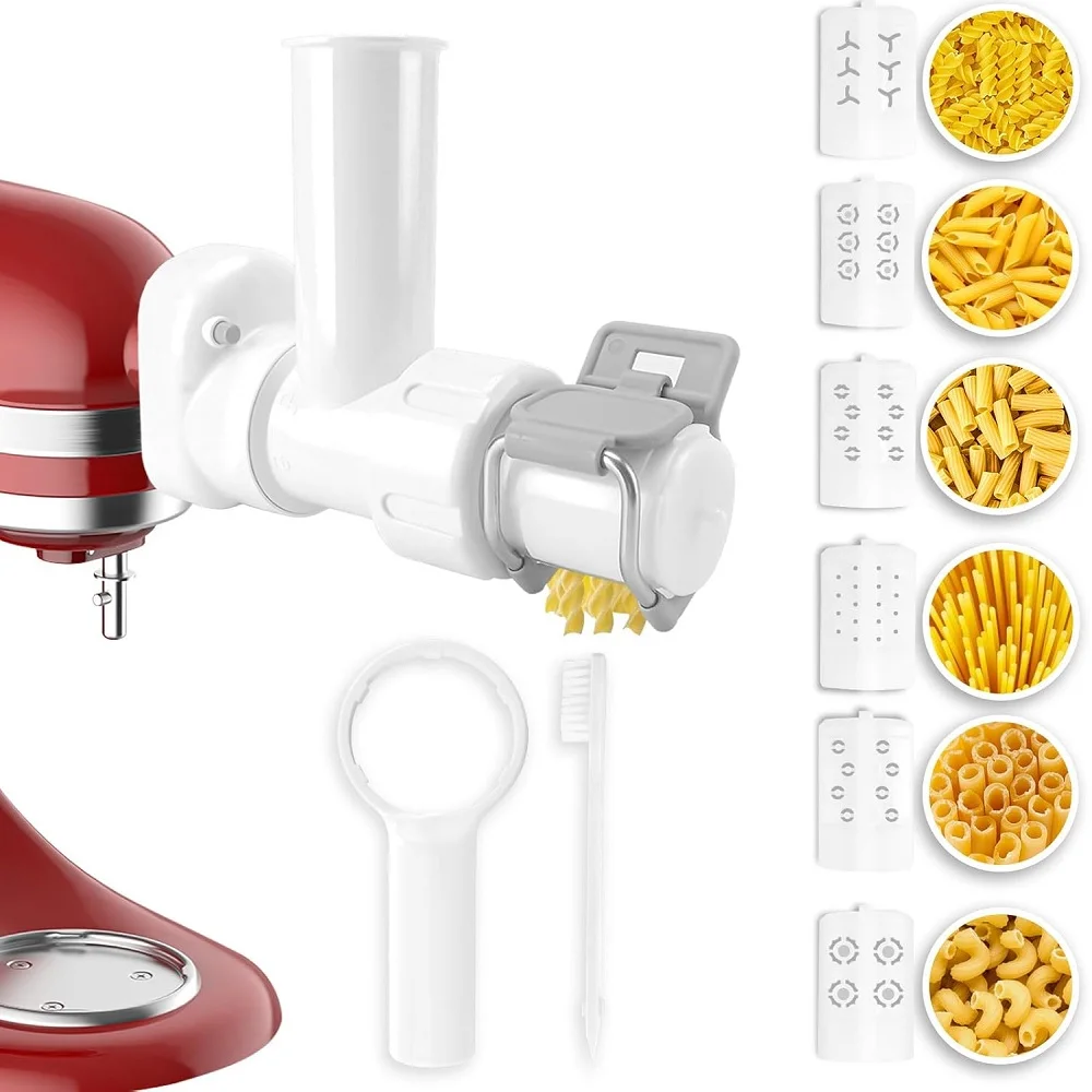 

Pasta Maker Attachment for Kitchenaid Stand Mixer with 6 Different Shapes of Pasta Outlet, Durable Kitchen Accessories