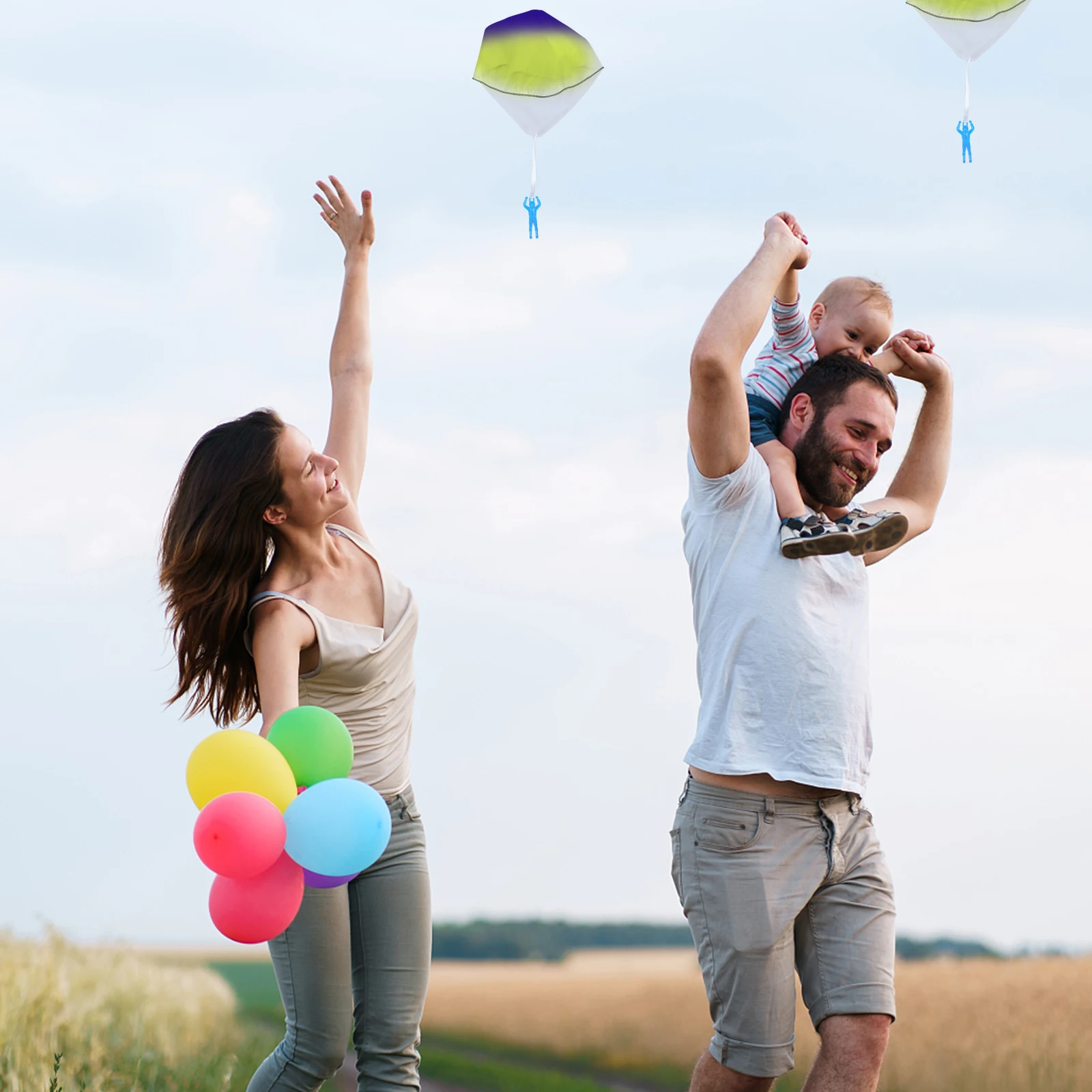 

8pcs Graffiti Parachute Small Kids Hand Toss Mini Toy Polyester White Flying Toys Outdoor Parachute Plaything Soldier