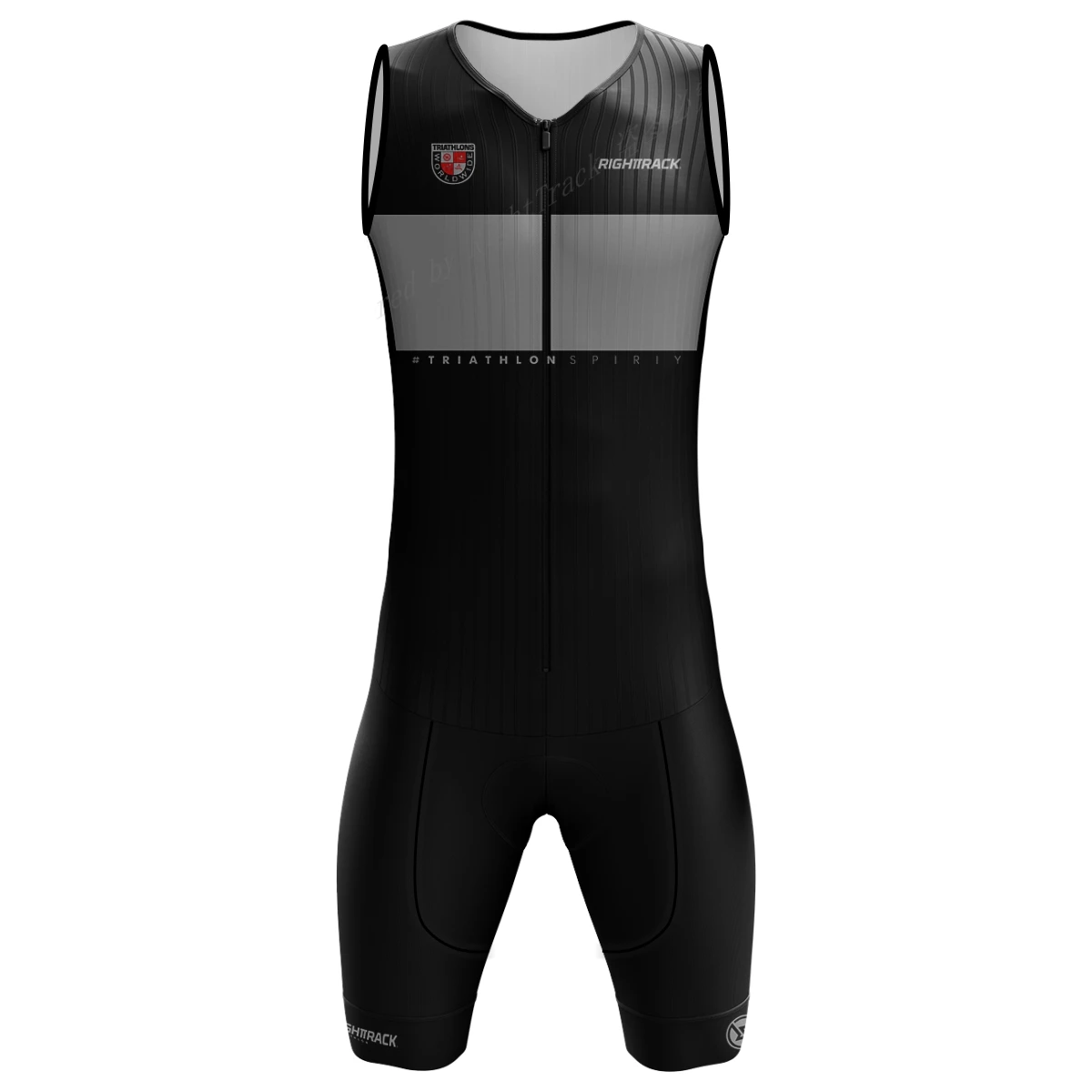 Righttrack New World Triathlon Herren-Trisuit, zweifarbig, ärmellos, Skinsuit, Kleidung, Overall, Schwimmen, Radfahren, Laufen, Wettkampf, RT-Bekleidung 3