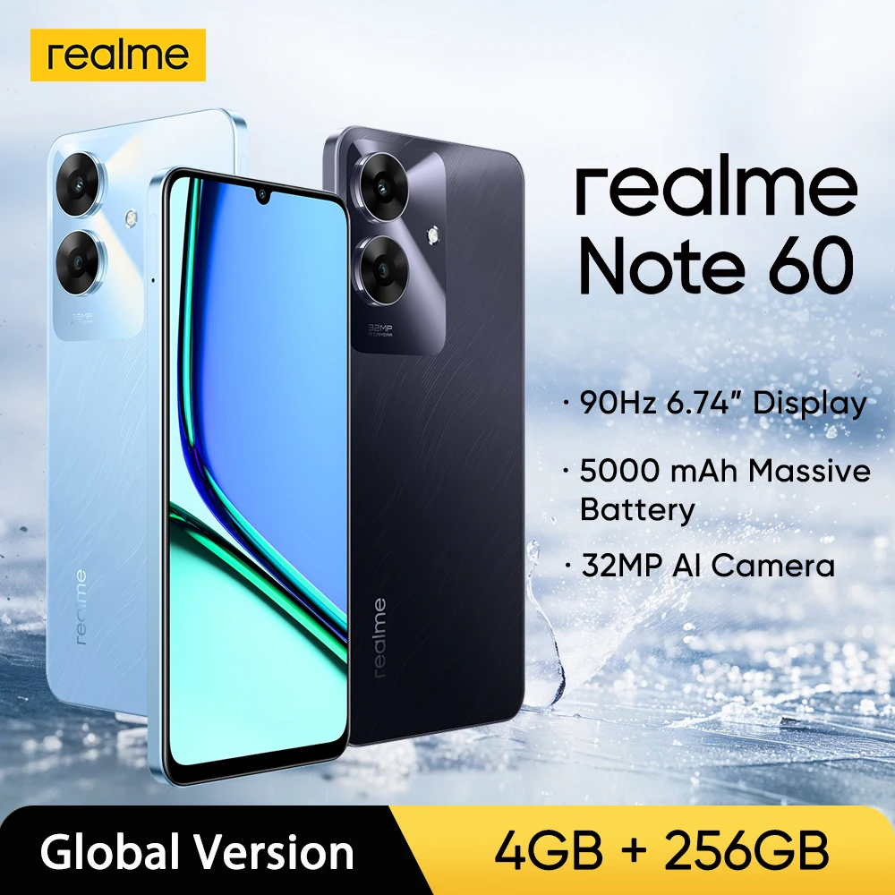 [World Premiere] realme Note 60 32MP Camera 5000mAh Battery Smartphone 6.74'' 90Hz Display UNISOC T612 Octa-core Processor IP64