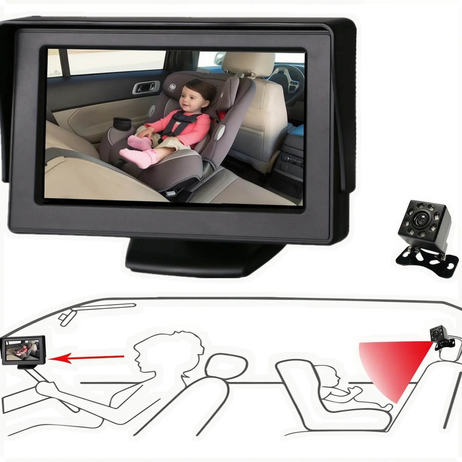 Automatic Infrared Baby Car Camera Enhances Viewing Ability In Making Night Travel Safe