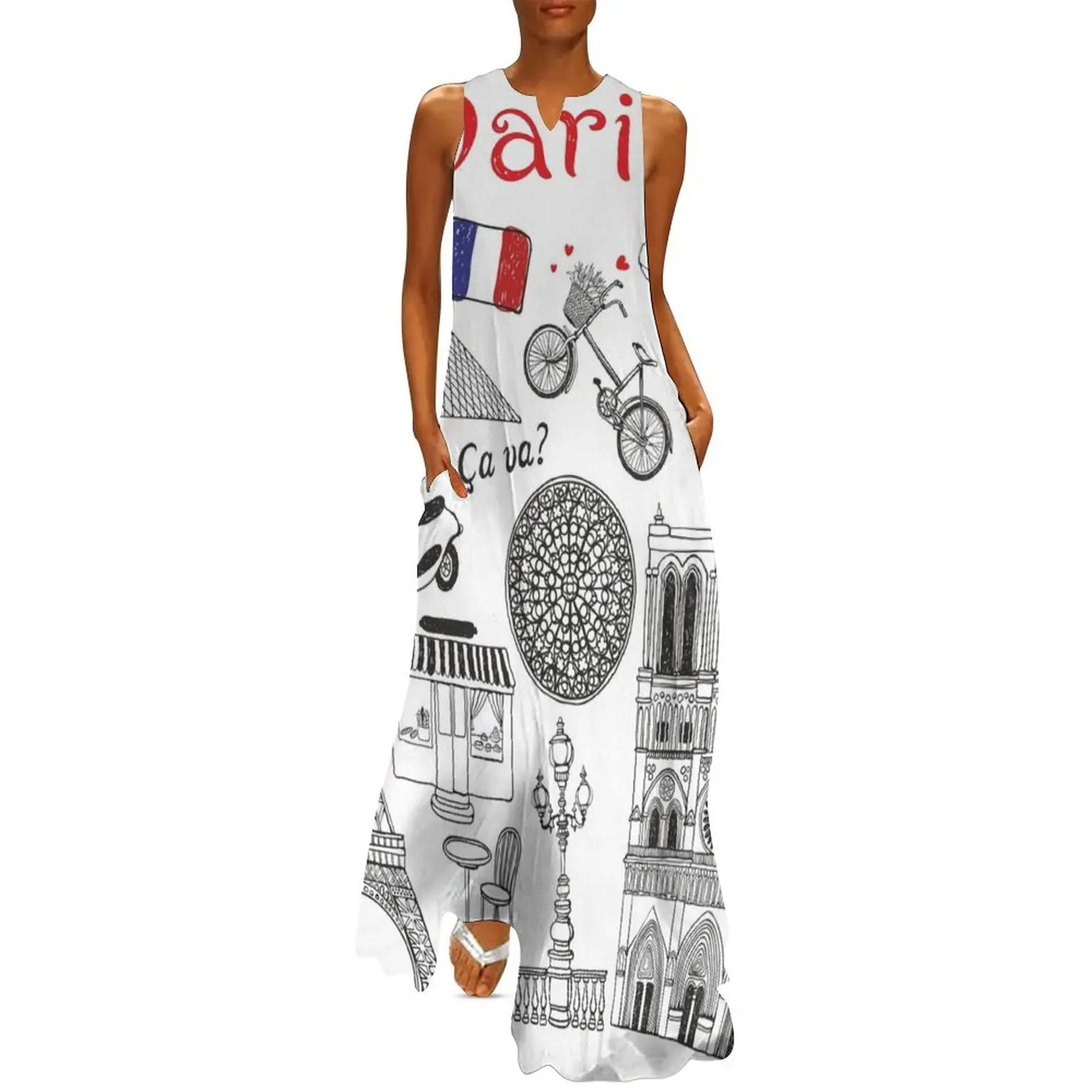 Paris France Travel Theme Design Long Dress dresses for women 2025 loose women's dress women evening dress