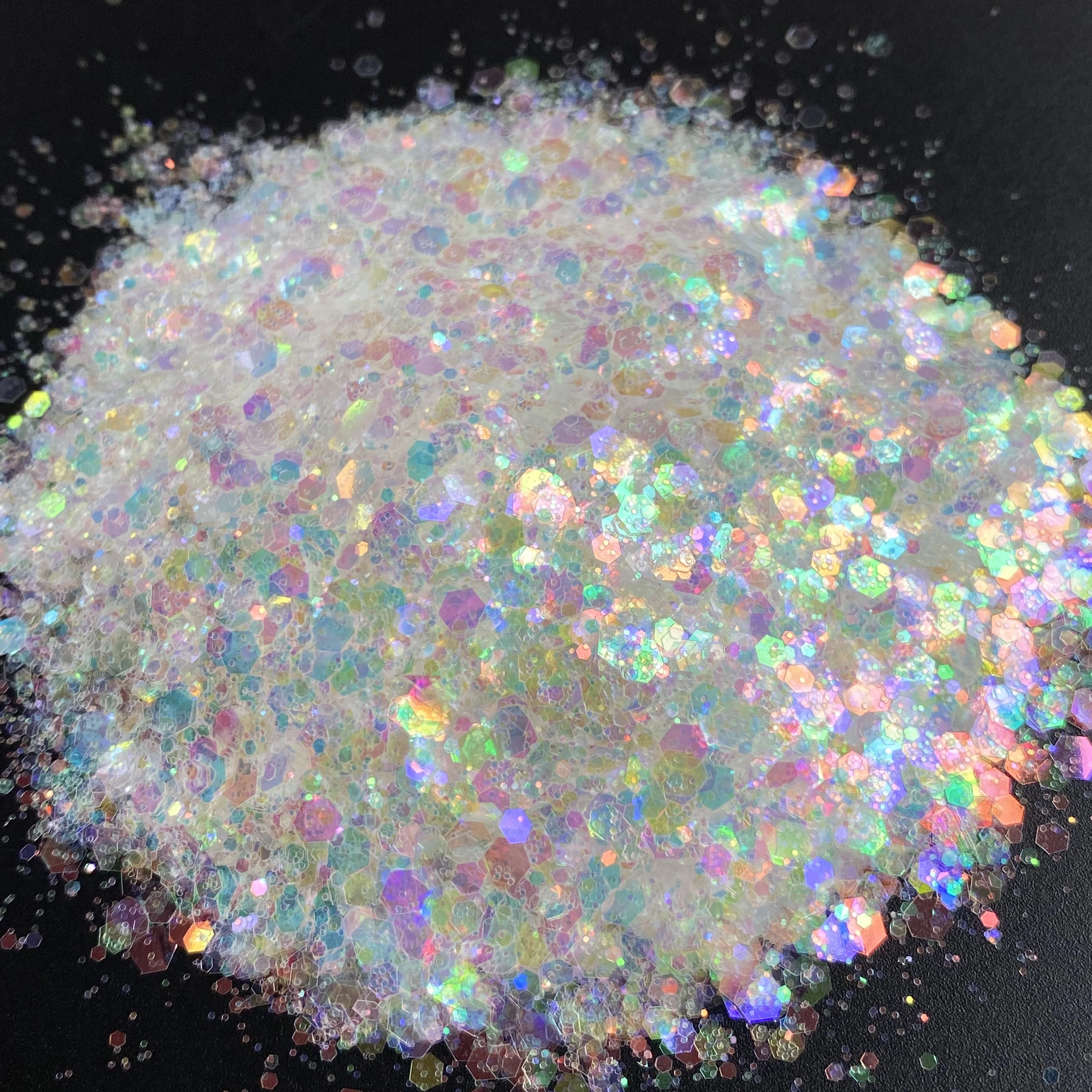 50g Beutel schillernde klobige Glitzer flocken glänzende transparente kosmetische Nagel pailletten für Epoxidharz handwerk