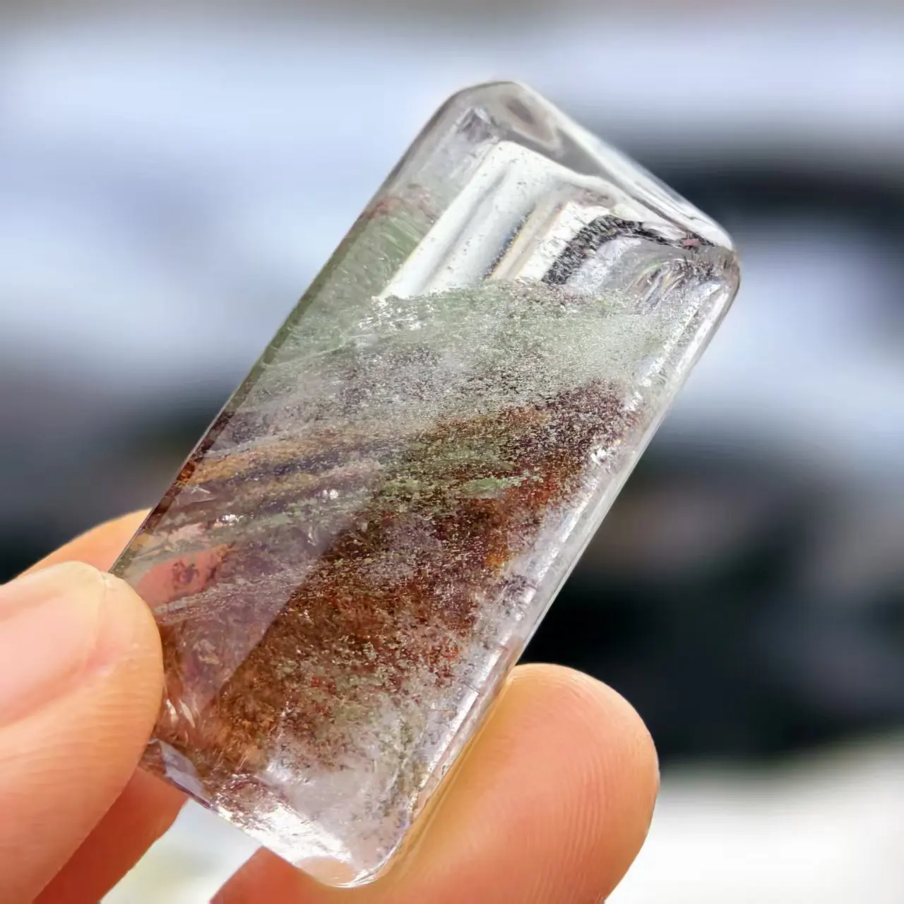 Natural Red Green Phantom Crystal,Four Seasons Color Phantom Quartz Crystal Without Matter,Mineral,Healed,Can Be Used Pendant