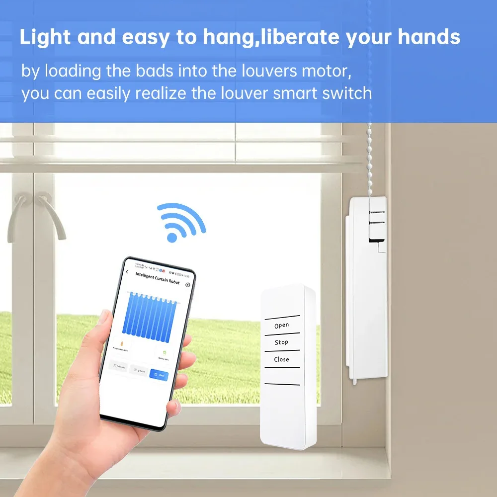 WiFi /ZIgbee Intelligent Pull Bead Curtain Motor Electric Roller Blinds Driver Automatic Opener Compatible with Alexa GoogleHome