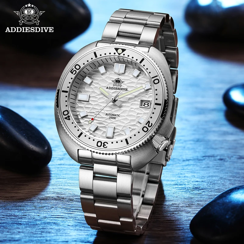 

ADDIESDIVE Man Automatic Mechanical Watch Top Brand Silver Casual Stainless Steel 200m Waterproof Sapphire Glass Luminous Watch