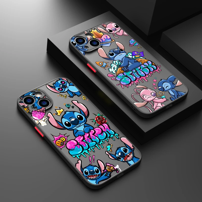 Lilo Cartoon Cute Stitch For iPhone 14 13 12 11 Pro Max XS Max X XR 7 8 Plus 6S 5S Frosted Translucent Phone Case