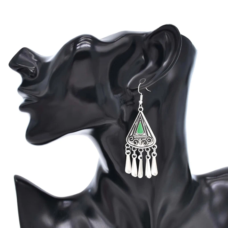 Tassel Women Drop Earrings Vintage Ethnic Dripping Glaze Statement Earrings Retro Gypsies Charms Earrings Feminina