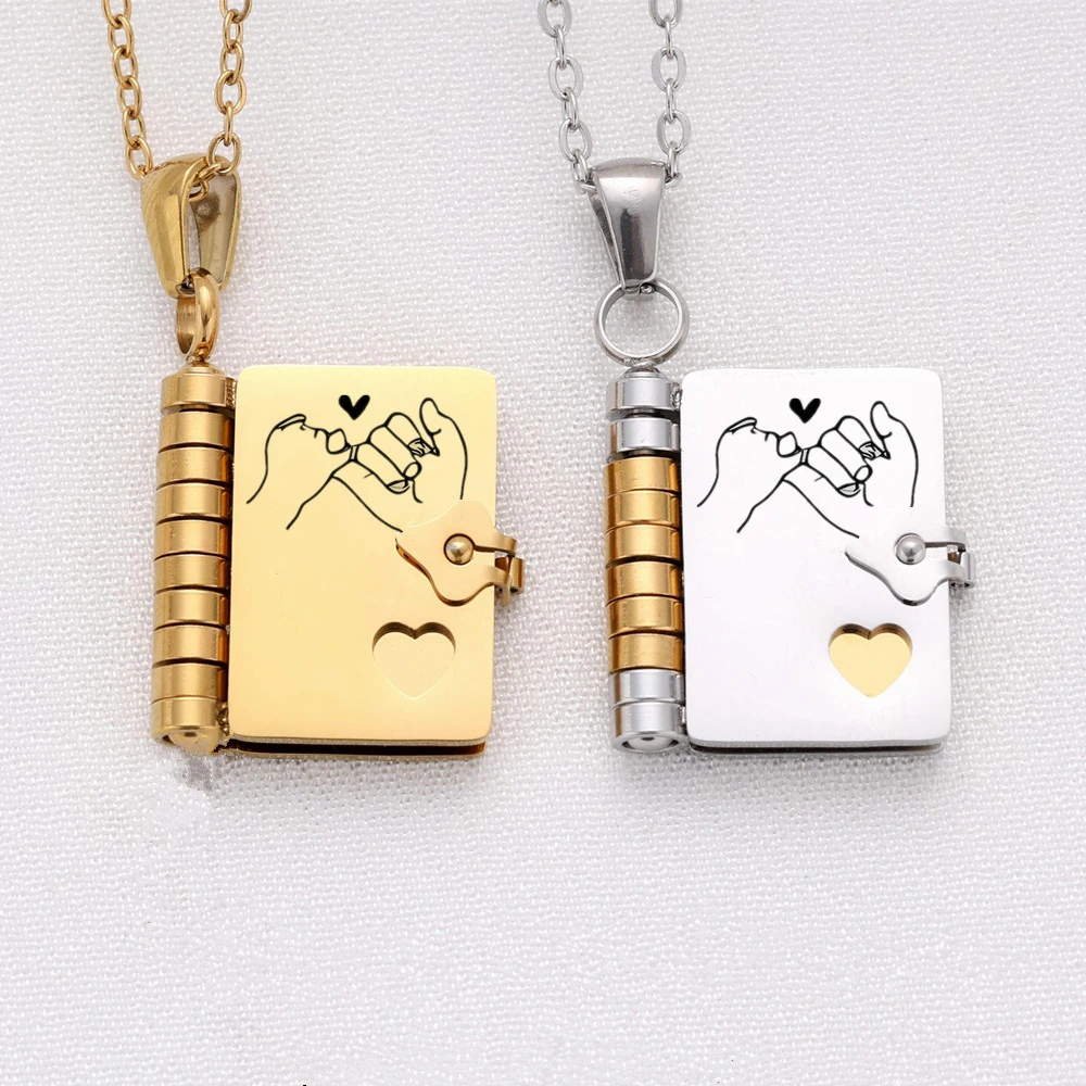 قلادة كتاب ابنتي المذهلة هدية عيد ميلاد من أمي أبي منقوشة 6 صفحات من القلائد الكتب الألمانية القابلة للفتح #1