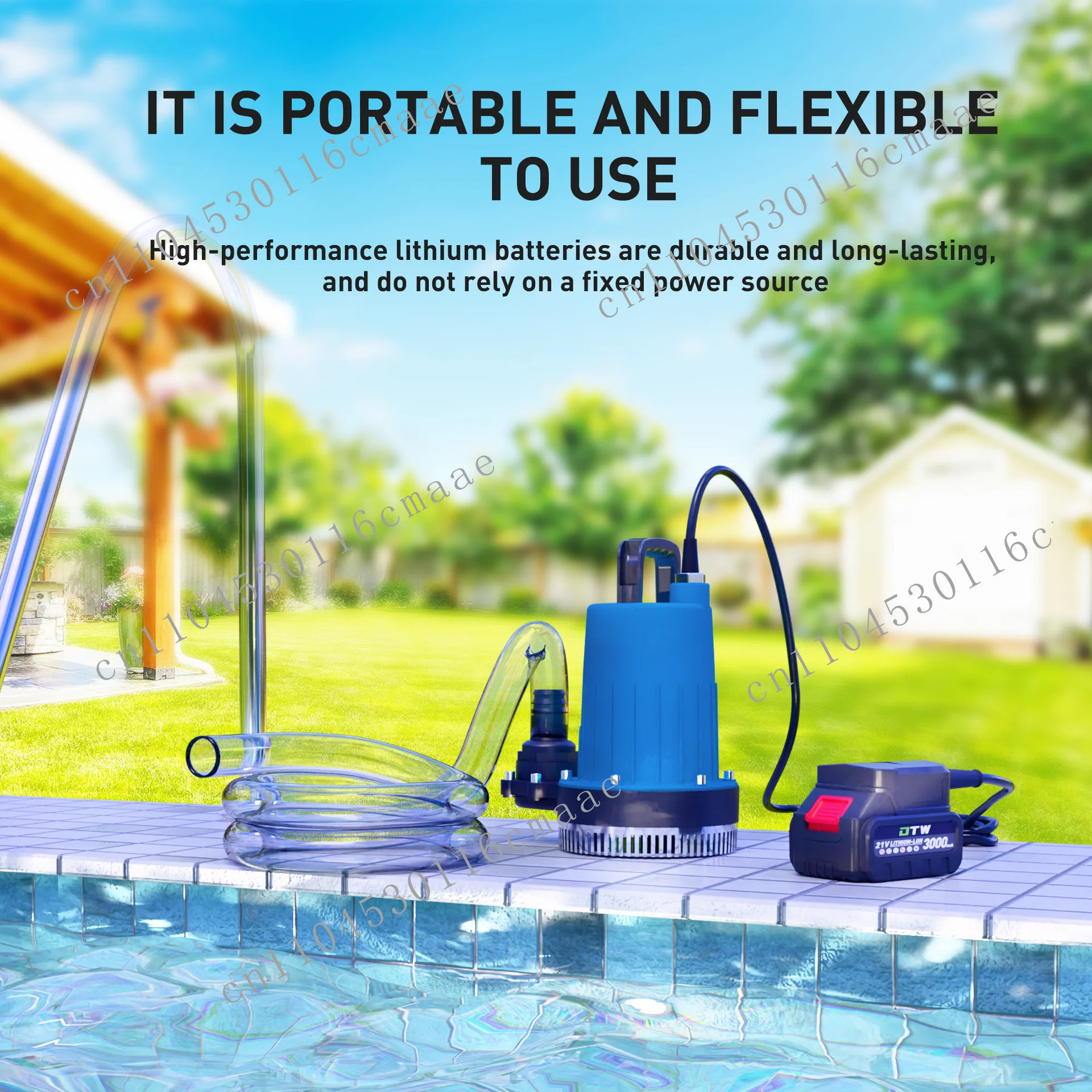 Suction pump 21V lithium battery submersible pump outdoor wireless portable multi-function pumping fish pond