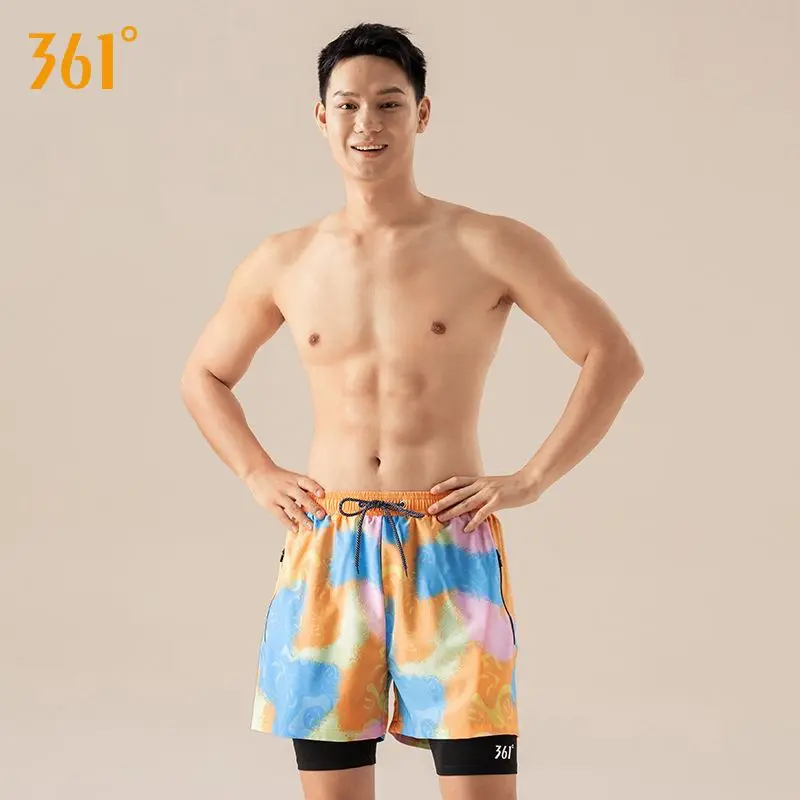 361Men Waterproof Competition Swim Beach Briefs Quick-Dry Athletic Board Shorts Sun Protection UPF50+Water Sports Boxer Trunks