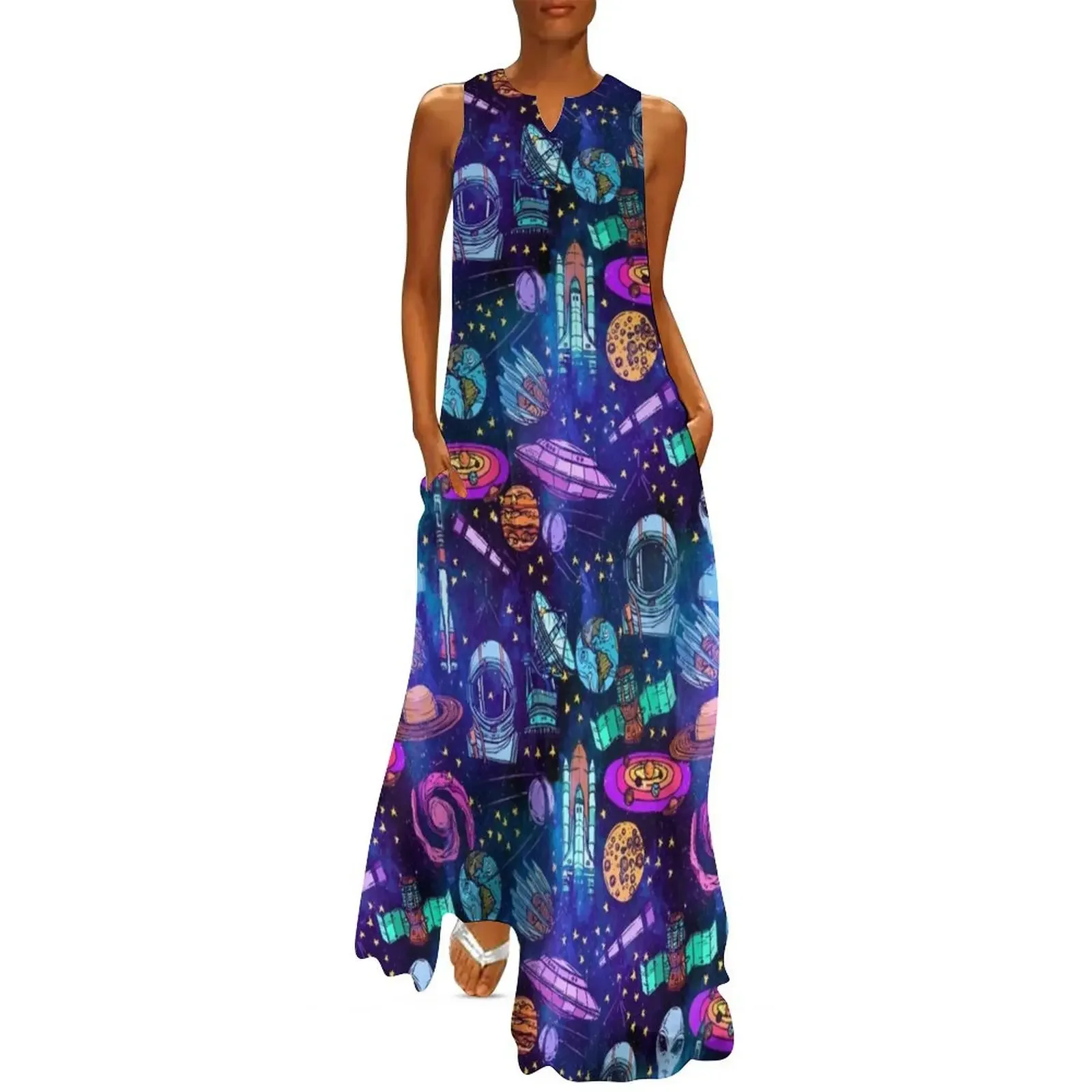 

Outer Space Pattern Long Dress dresses for woman 2025 women formal occasion dresses beach dress Long veiled dresses Dress