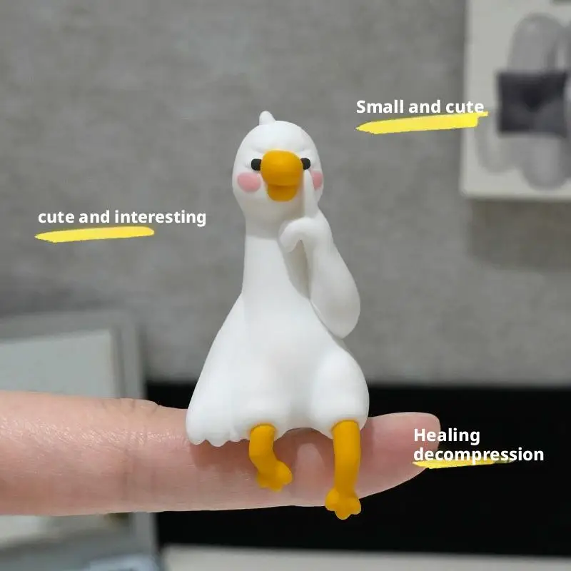 Cute Mini Resin Goose Figurine Computer Monitor Decor Funny Car Dashboard Statue TV Photo Frame Decorations